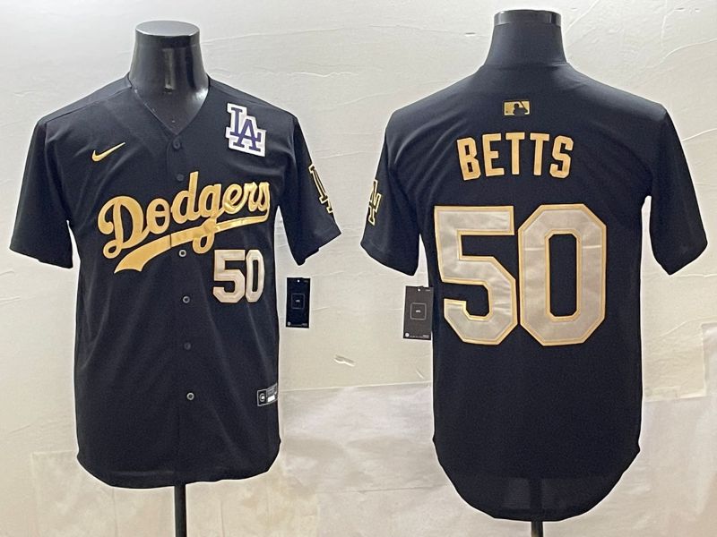 Men Los Angeles Dodgers #50 Betts Black Gold Nike 2025 MLB Jersey style 42612->los angeles dodgers->MLB Jersey